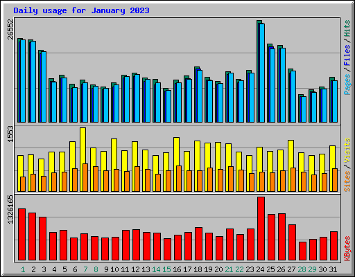 Daily usage for January 2023